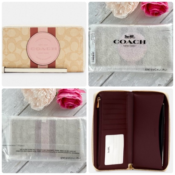 NWT COACH Dempsey Large Phone Wallet Signature Jacquard With Stripe & Patch - Picture 13 of 16